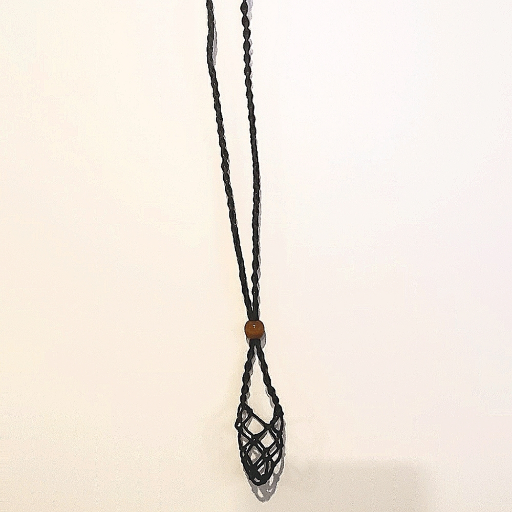 ⬛BLACK ADJUSTABLE CORDED EMPTY CRYSTAL CAGE NECKLACE